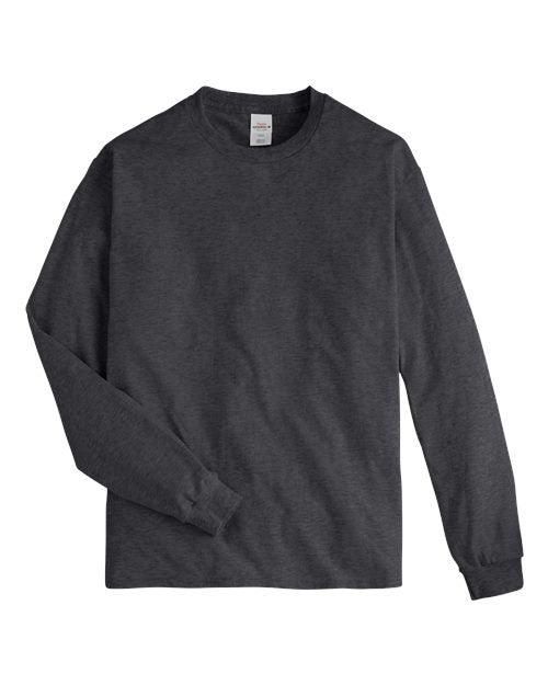 Hanes 5586 Unisex Authentic Long Sleeve T-Shirt - Charcoal Heather - front