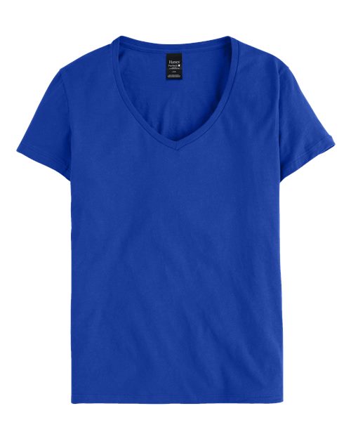 Hanes S04V Women's Perfect-T V-Neck T-Shirt - Deep Royal - front