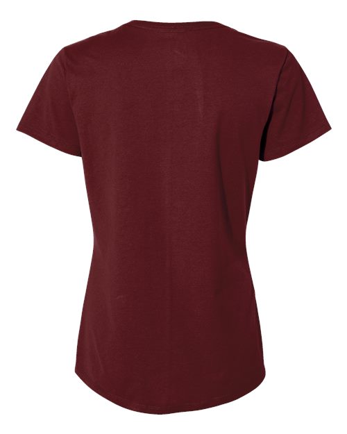 Hanes S04V Women's Perfect-T V-Neck T-Shirt - Maroon - back