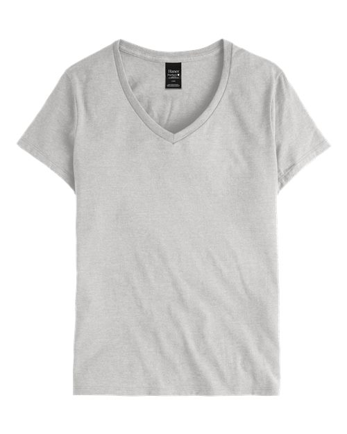 Hanes S04V Women's Perfect-T V-Neck T-Shirt - Ash - front
