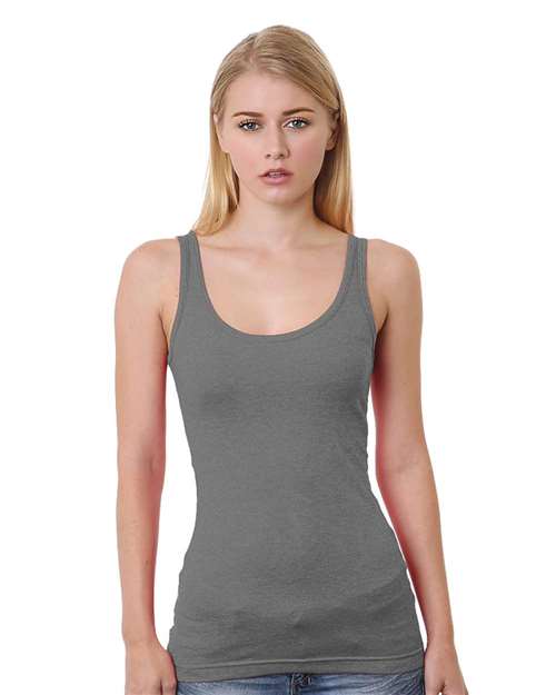Bayside 3410 Junior's USA-Made Tank Top - Heather Charcoal - front