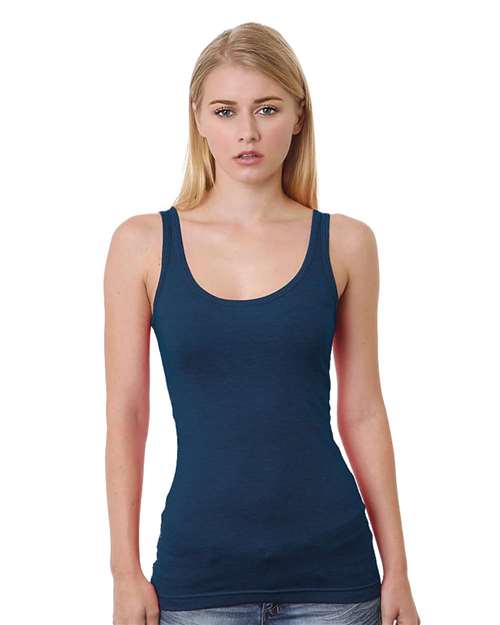 Bayside 3410 Junior's USA-Made Tank Top - Heather Navy - front