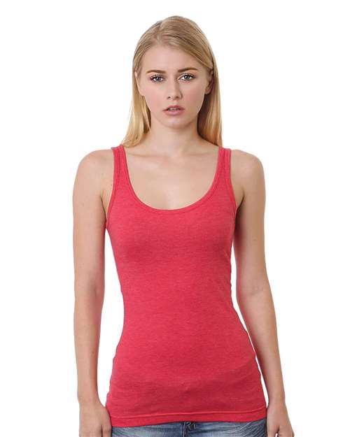 Bayside 3410 Junior's USA-Made Tank Top - Heather Red - front