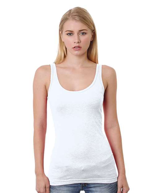Bayside 3410 Junior's USA-Made Tank Top - White - front