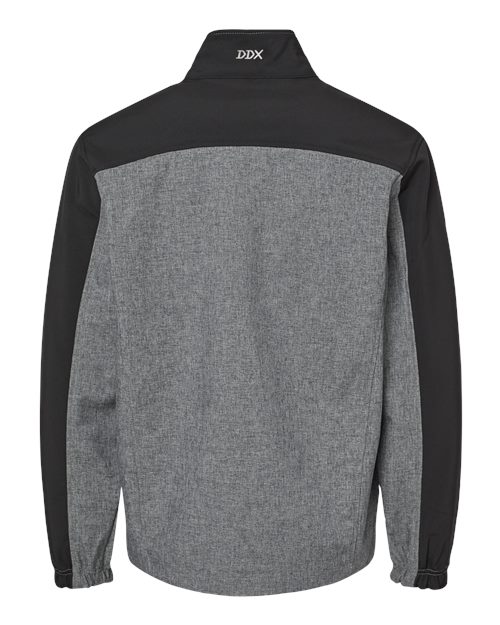 DRI DUCK 5350T Men's Tall Motion Soft Shell Jacket - Black Heather/ Black - back