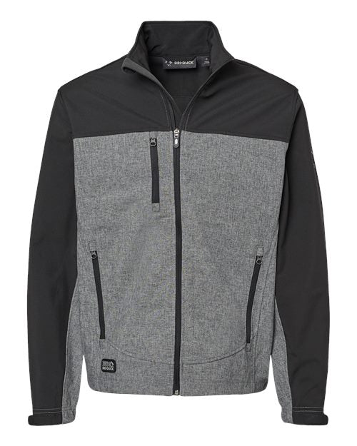 DRI DUCK 5350T Men's Tall Motion Soft Shell Jacket - Black Heather/ Black - front
