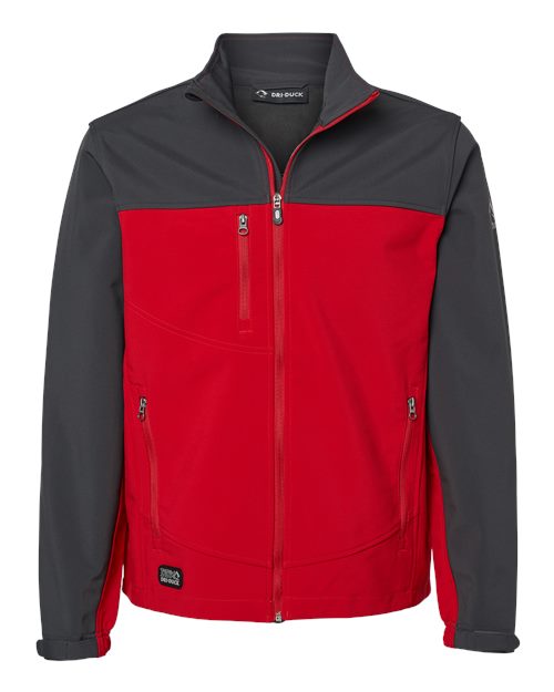DRI DUCK 5350T Men's Tall Motion Soft Shell Jacket - Red/ Charcoal - front