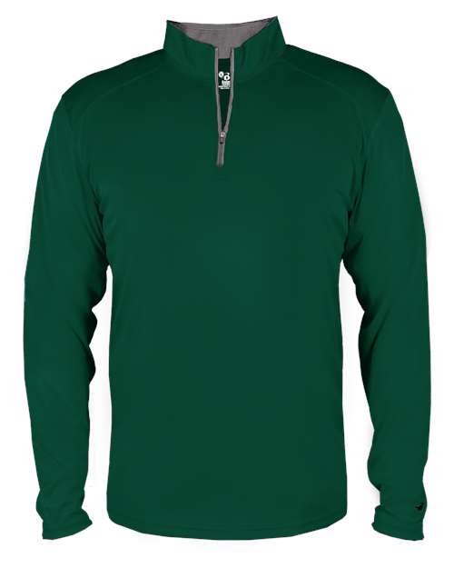 Badger 2102 Youth B-Core Quarter-Zip Pullover - Forest/ Graphite - front