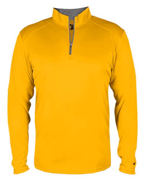 Badger 2102 Youth B-Core Quarter-Zip Pullover - Gold/ Graphite - front