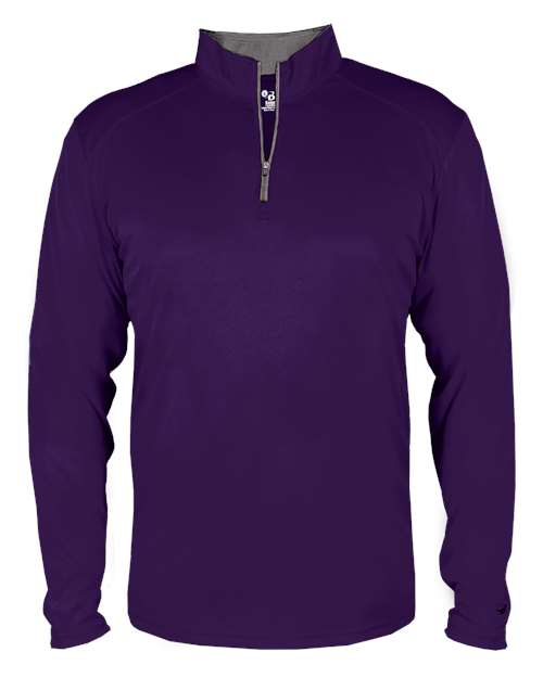 Badger 2102 Youth B-Core Quarter-Zip Pullover - Purple/ Graphite - front