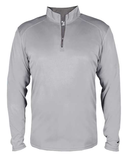Badger 2102 Youth B-Core Quarter-Zip Pullover - Silver/ Graphite - front