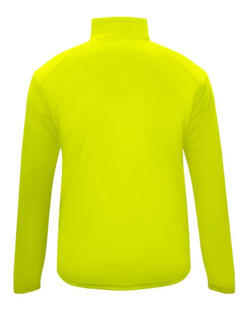 Badger 2102 Youth B-Core Quarter-Zip Pullover - Safety Yellow Green/ Graphite - back