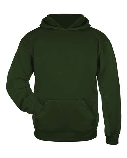 Badger 2454 Youth Performance Fleece Hooded Sweatshirt - Forest - front