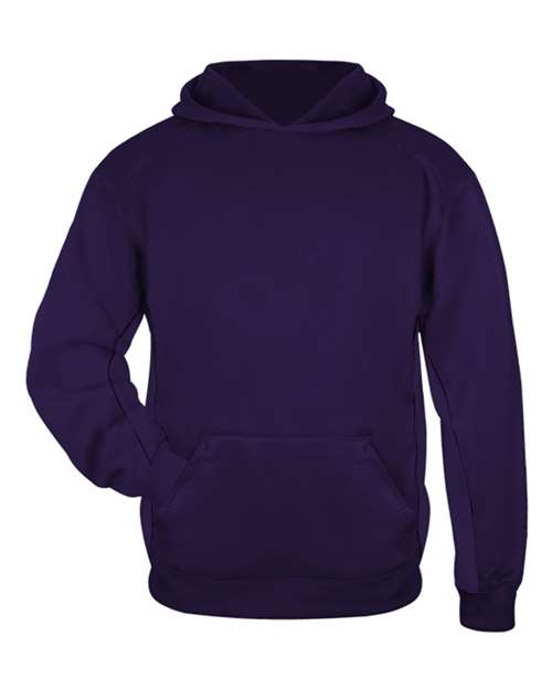 Badger 2454 Youth Performance Fleece Hooded Sweatshirt - Purple - front