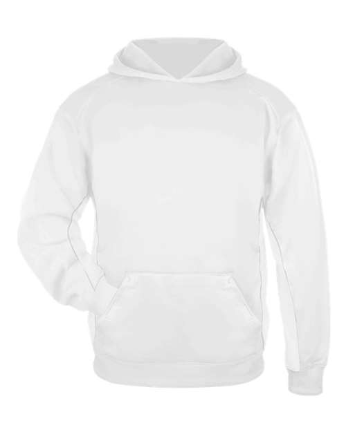 Badger 2454 Youth Performance Fleece Hooded Sweatshirt - White - front