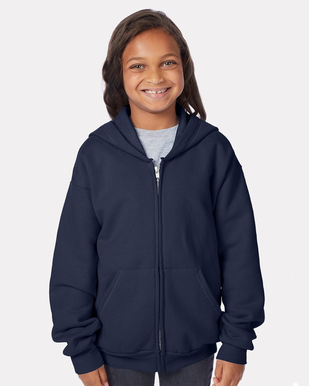 Hanes P480 Youth EcoSmart® Full-Zip Hooded Sweatshirt - style