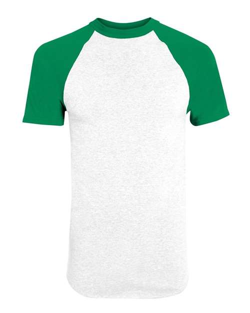 Augusta Sportswear 423 Unisex Raglan Baseball Jersey - White/ Kelly - front