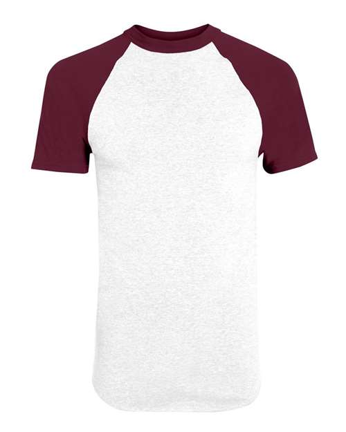 Augusta Sportswear 423 Unisex Raglan Baseball Jersey - White/ Maroon - front