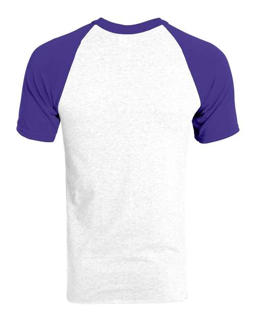 Augusta Sportswear 423 Unisex Raglan Baseball Jersey - White/ Purple - back