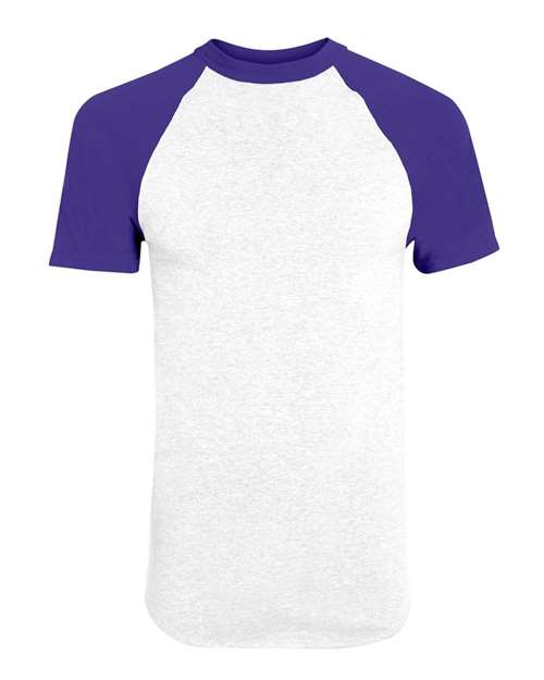 Augusta Sportswear 423 Unisex Raglan Baseball Jersey - White/ Purple - front