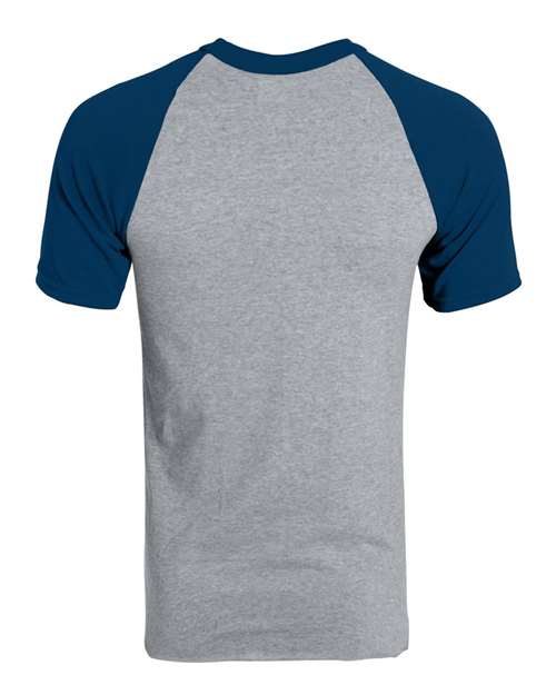 Augusta Sportswear 424 Youth Raglan Baseball Jersey - Athletic Heather/ Navy - back
