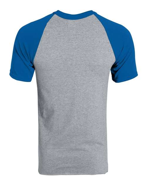 Augusta Sportswear 424 Youth Raglan Baseball Jersey - Athletic Heather/ Royal - back
