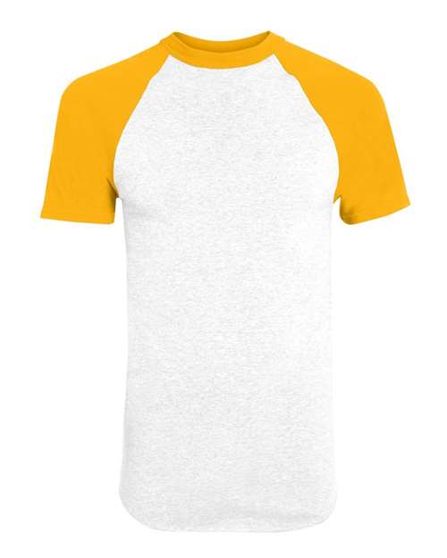 Augusta Sportswear 424 Youth Raglan Baseball Jersey - White/ Gold - front