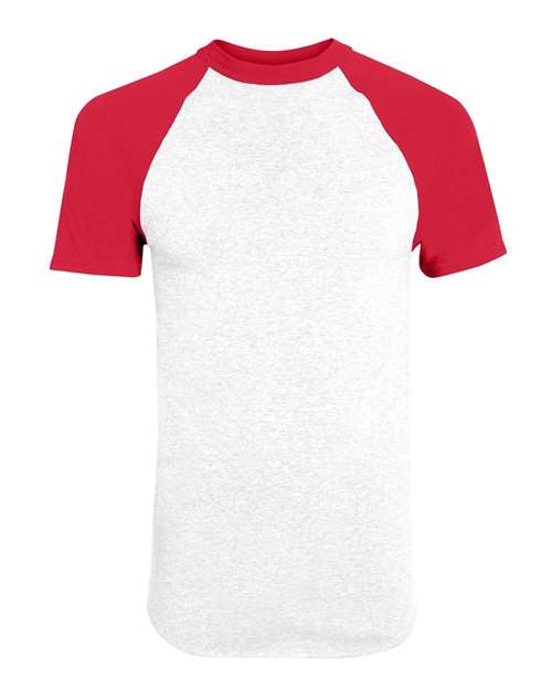 Augusta Sportswear 424 Youth Raglan Baseball Jersey - White/ Red - front