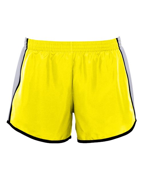 Augusta Sportswear 1265 Women's Pulse Team Running Shorts - Power Yellow/ White/ Black - front