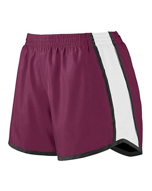 Augusta Sportswear 1266 Girls' Pulse Team Shorts - Maroon/ White/ Black - side