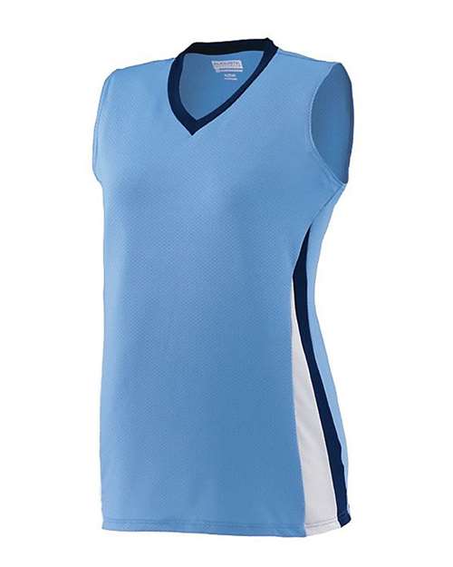 Augusta Sportswear 1356 Girls' Tornado Jersey - Columbia Blue/ Navy/ White - side