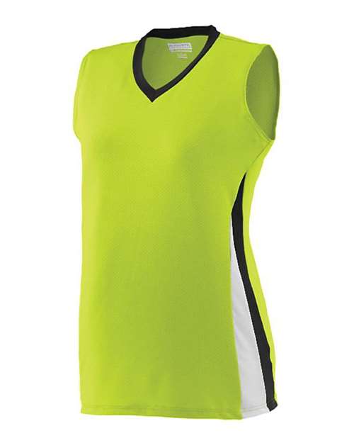 Augusta Sportswear 1356 Girls' Tornado Jersey - Lime/ Black/ White - side