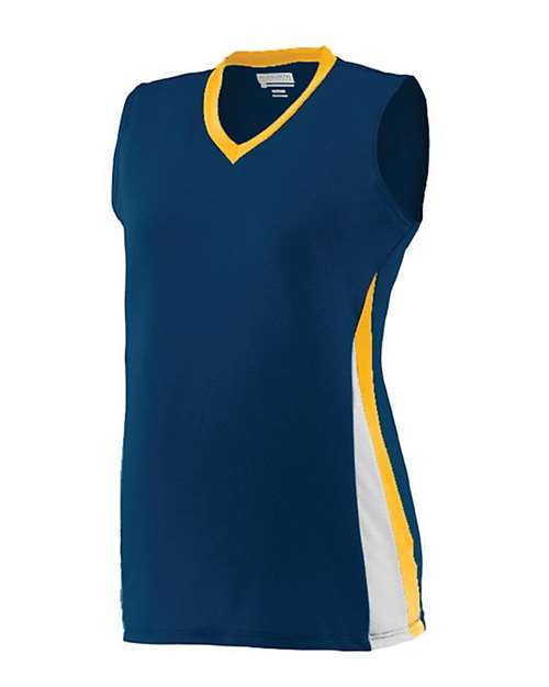 Augusta Sportswear 1356 Girls' Tornado Jersey - Navy/ Gold/ White - side