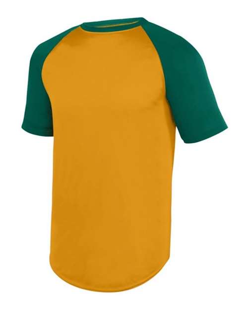 Augusta Sportswear 1508 Unisex Wicking Short Sleeve Baseball Jersey - Gold/ Dark Green - side