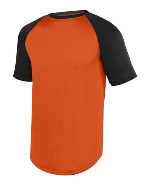 Augusta Sportswear 1508 Unisex Wicking Short Sleeve Baseball Jersey - Orange/ Black - side