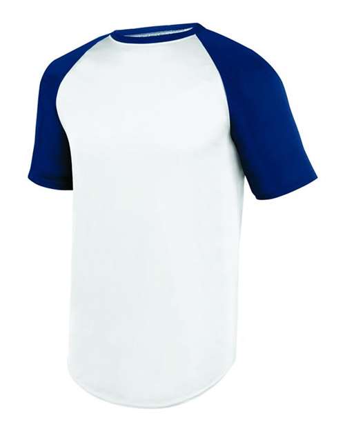 Augusta Sportswear 1508 Unisex Wicking Short Sleeve Baseball Jersey - White/ Navy - side