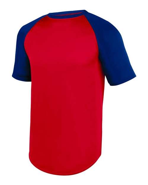 Augusta Sportswear 1508 Unisex Wicking Short Sleeve Baseball Jersey - Red/ Navy - side