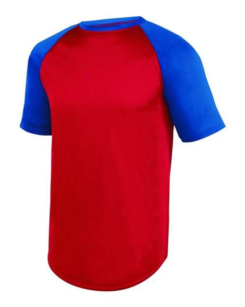 Augusta Sportswear 1509 Youth Wicking Short Sleeve Baseball Jersey - Red/ Royal - side