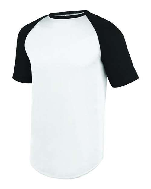 Augusta Sportswear 1509 Youth Wicking Short Sleeve Baseball Jersey - White/ Black - side