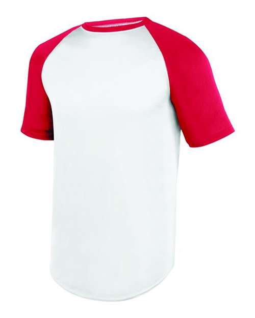 Augusta Sportswear 1509 Youth Wicking Short Sleeve Baseball Jersey - White/ Red - side