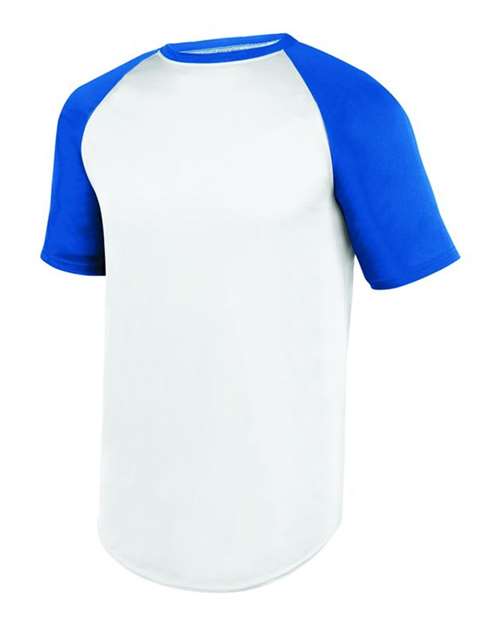Augusta Sportswear 1509 Youth Wicking Short Sleeve Baseball Jersey - White/ Royal - side