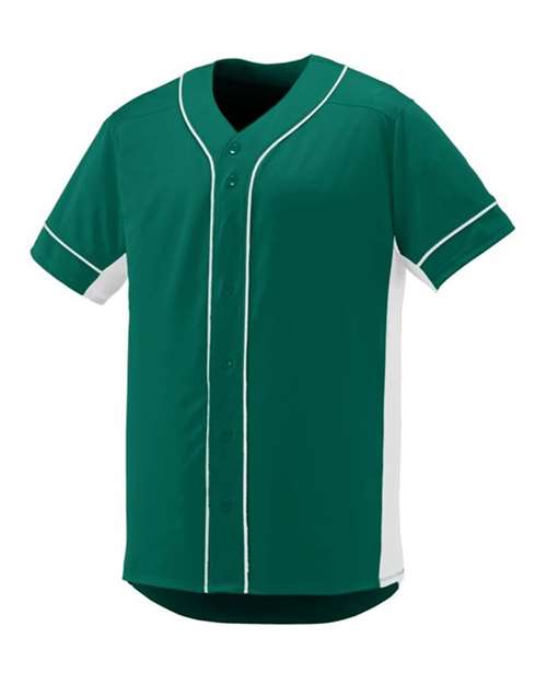 Augusta Sportswear 1661 Youth Slugger Jersey - Dark Green/ White - side