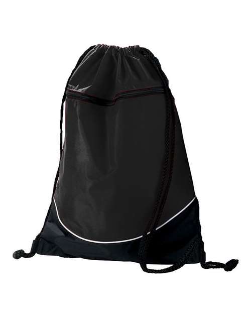 Augusta Sportswear 1920 Tri-Color Drawstring Backpack - Black/ Black/ White - front