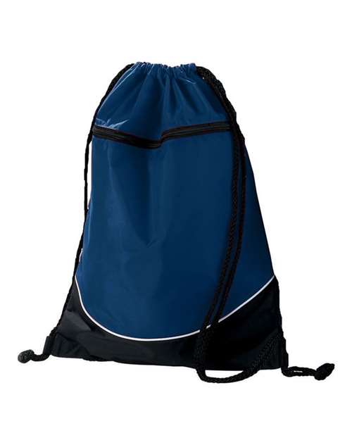 Augusta Sportswear 1920 Tri-Color Drawstring Backpack - Navy/ Black/ White - front