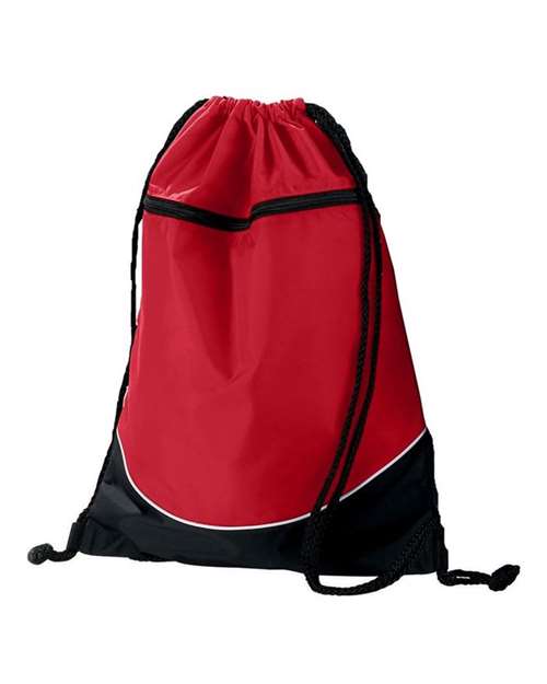 Augusta Sportswear 1920 Tri-Color Drawstring Backpack - Red/ Black/ White - front