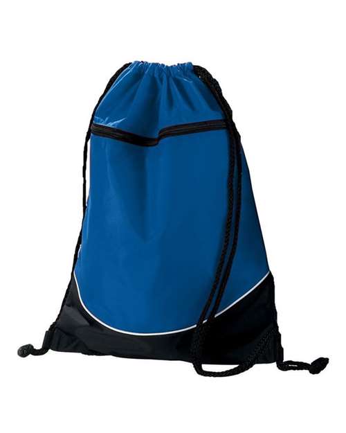 Augusta Sportswear 1920 Tri-Color Drawstring Backpack - Royal/ Black/ White - front