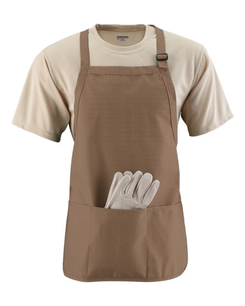 Augusta Sportswear 4250 Medium Length Apron with Pouch - Khaki - front