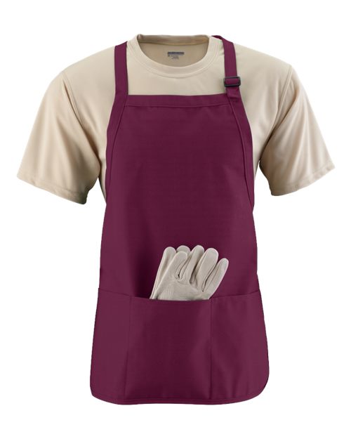 Augusta Sportswear 4250 Medium Length Apron with Pouch - Maroon - front