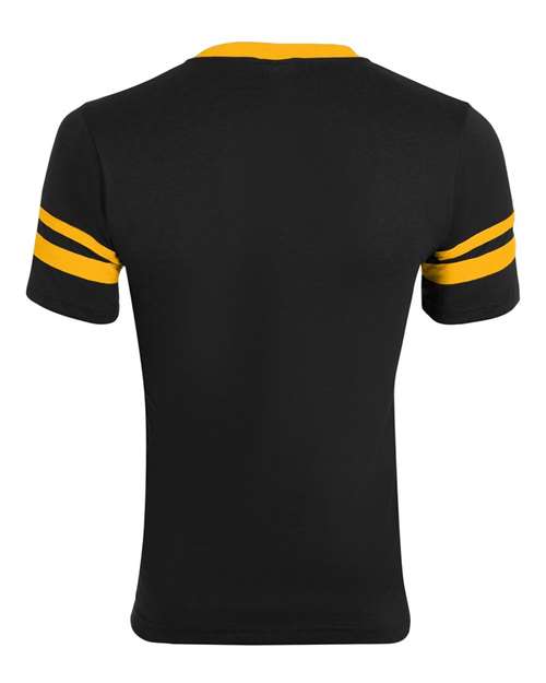 Augusta Sportswear 360 V-Neck Jersey with Striped Sleeves - Black/ Gold - back