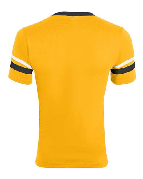 Augusta Sportswear 360 V-Neck Jersey with Striped Sleeves - Gold/ Black/ White - back